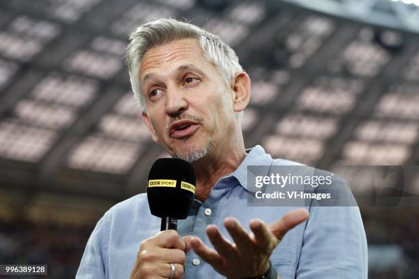 Gary Lineker during the 2018 FIFA World Cup Russia Semi Final match between Croatia and England at the Luzhniki Stadium on July 01, 2018 in Moscow,...