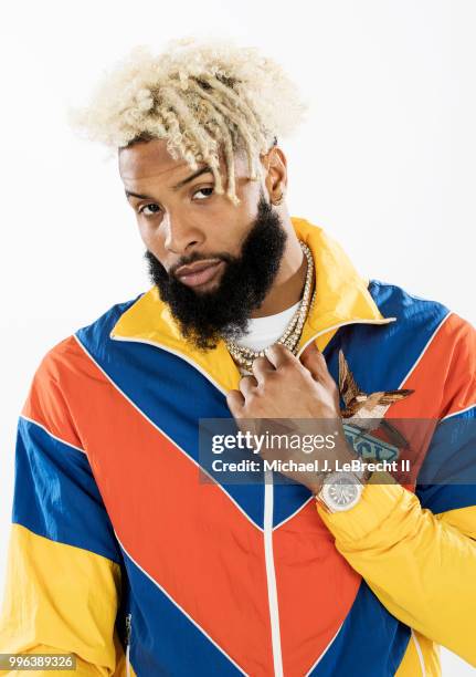 Fashionable 50: Portrait of New York Giants wide receiver Odell Beckham Jr. Posing during photo shoot at Meredith Photo Studios. New York, NY...