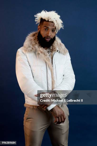 Fashionable 50: Portrait of New York Giants wide receiver Odell Beckham Jr. Posing during photo shoot at Meredith Photo Studios. New York, NY...