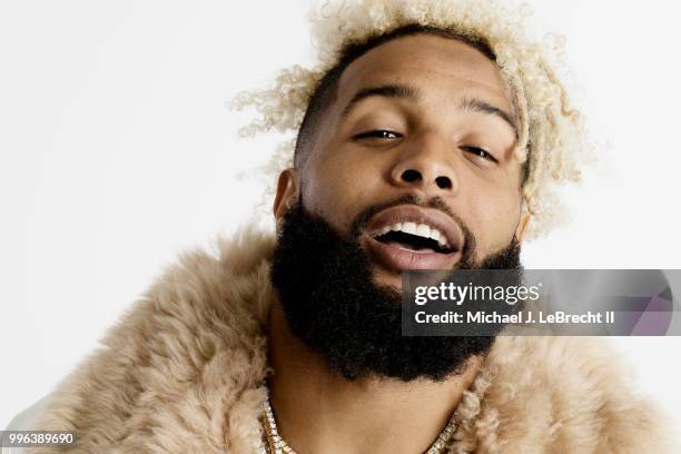 Fashionable 50: Portrait of New York Giants wide receiver Odell Beckham Jr. Posing during photo shoot at Meredith Photo Studios. New York, NY...