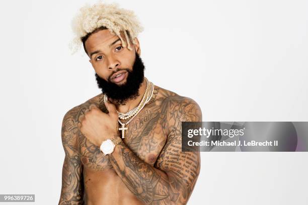 Fashionable 50: Portrait of New York Giants wide receiver Odell Beckham Jr. Posing during photo shoot at Meredith Photo Studios. New York, NY...