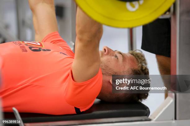 Ryan Fraser of Bournemouth works out in the gym at the Cherries training camp at La Manga, Spain on July 11, 2018 in La Manga, Spain.