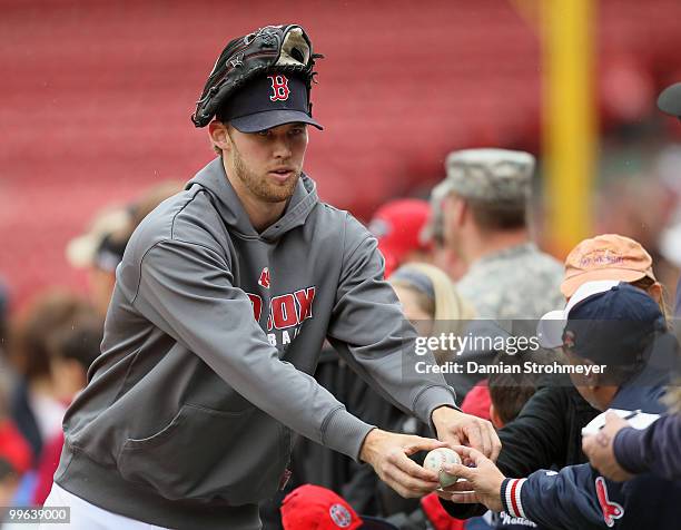 Daniel Bard of the Boston Red Sox signs autographs prior to the game between the Toronto Blue Jays and the Boston Red Sox on Wednesday, May 12 at...