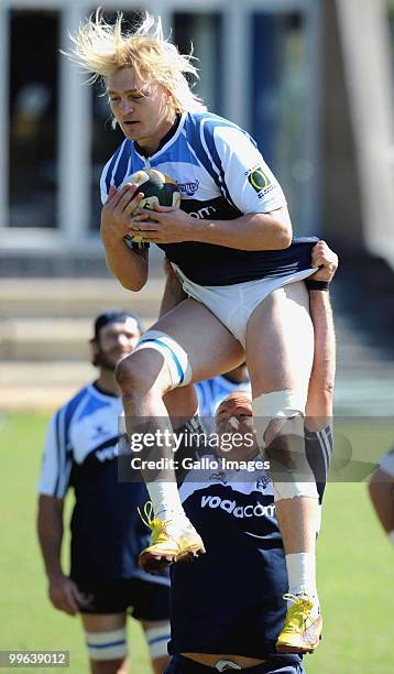 Dewald Potgieter in action during the Vodacom Bulls training session from Loftus Versfeld, B Field on May 17, 2010 in Pretoria, South Africa.