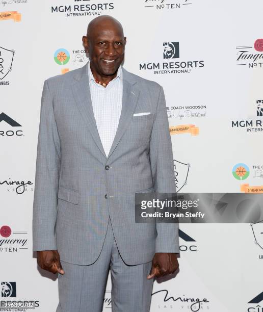 Former NBA player Spencer Haywood attends the 5th Anniversary gala for the Coach Woodson Invitational presented by MGM Resorts International and...