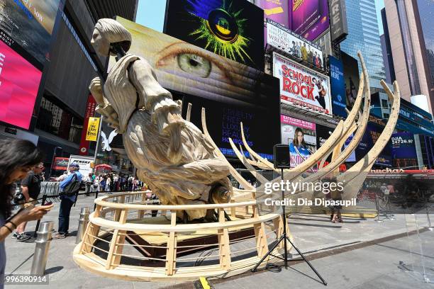 View of atmosphere during the unveiling of artist Mel Chin's large-scale sculpture "Wake" and companion mixed reality piece "Unmoored" in Times...