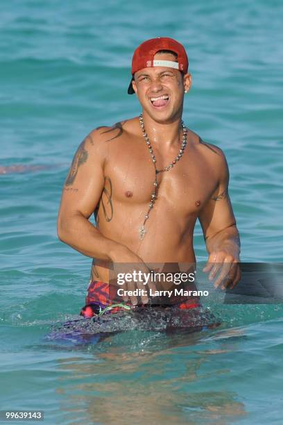 Pauly D Delvecchio of the Jersey Shore is sighted on May 9, 2010 in Miami Beach, Florida.