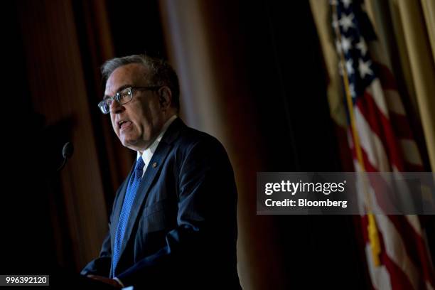 Andrew Wheeler, acting administrator of the Environmental Protection Agency , speaks to employees at the agency's headquarters in Washington, D.C.,...