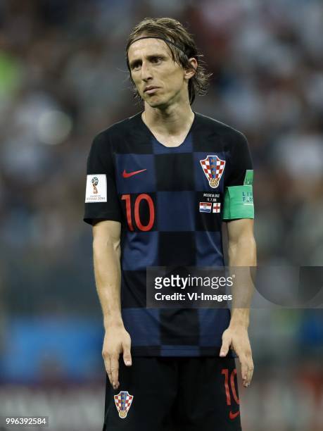 Luka Modric of Croatia during the 2018 FIFA World Cup Russia Semi Final match between Croatia and England at the Luzhniki Stadium on July 01, 2018 in...