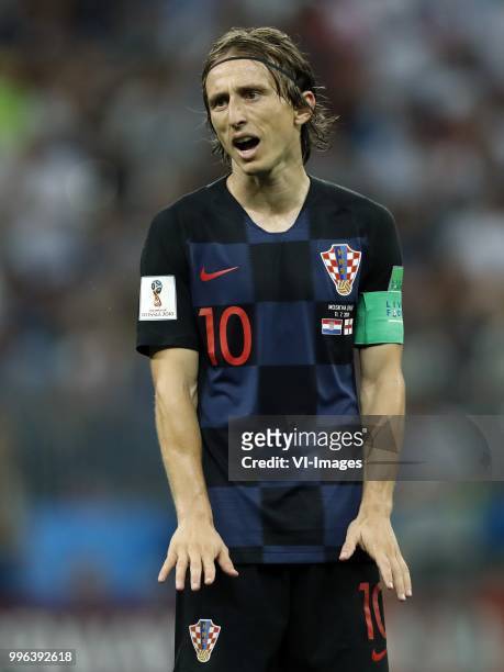 Luka Modric of Croatia during the 2018 FIFA World Cup Russia Semi Final match between Croatia and England at the Luzhniki Stadium on July 01, 2018 in...