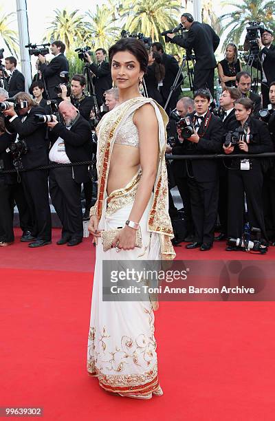 Actress Deepika Padukone attends the Premiere of 'On Tour' at the Palais des Festivals during the 63rd Annual International Cannes Film Festival on...
