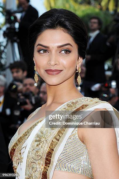 Actress Deepika Padukone attends the Premiere of 'On Tour' at the Palais des Festivals during the 63rd Annual International Cannes Film Festival on...