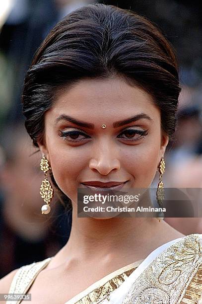 Actress Deepika Padukone attends the 'On Tour' Premiere at the Palais des Festivals during the 63rd Annual Cannes Film Festival on May 13, 2010 on...