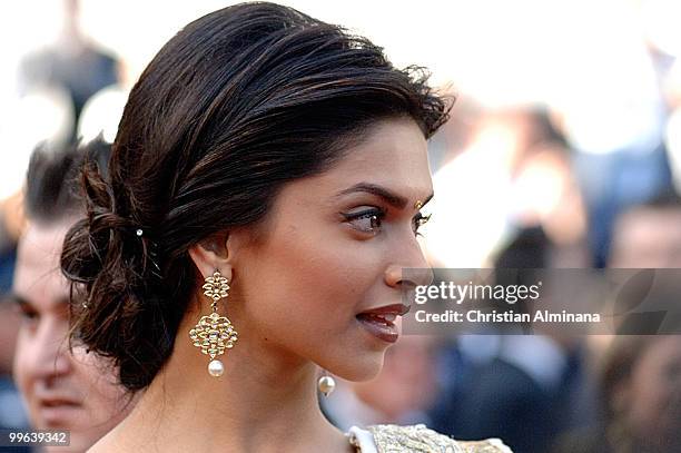 Actress Deepika Padukone attends the 'On Tour' Premiere at the Palais des Festivals during the 63rd Annual Cannes Film Festival on May 13, 2010 on...