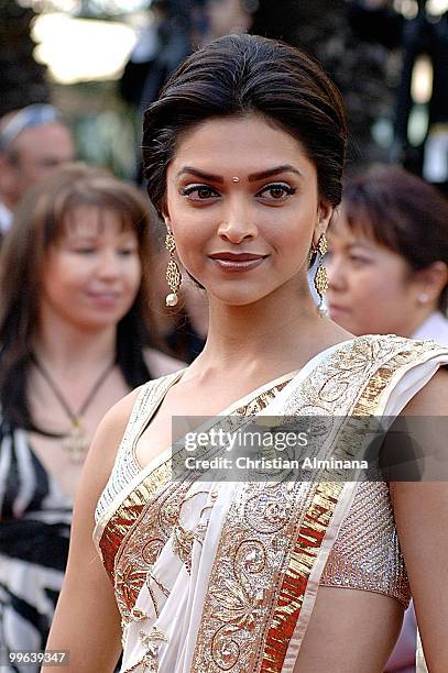 Actress Deepika Padukone attends the 'On Tour' Premiere at the Palais des Festivals during the 63rd Annual Cannes Film Festival on May 13, 2010 on...