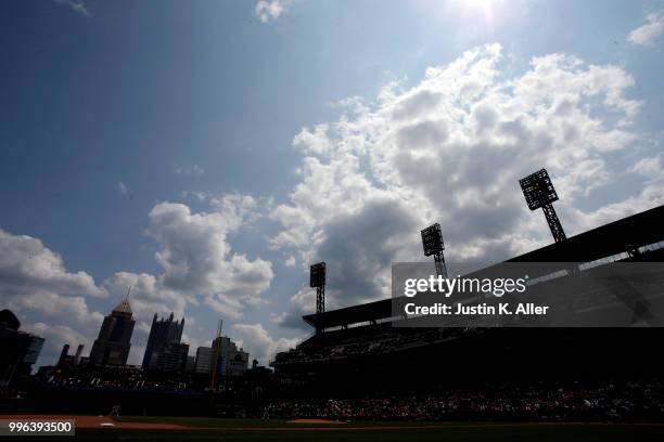 View of PNC Park in the ninth inning during the game between the Washington Nationals and the Pittsburgh Pirates at PNC Park on July 11, 2018 in...