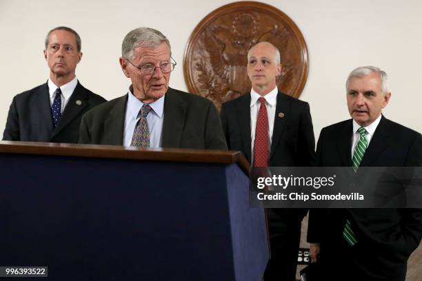 House Armed Services Committee Chairman Mac Thornberry , Sen. James Inhofe , House Armed Services Committee ranking member Rep. Adam Smith and Senate...