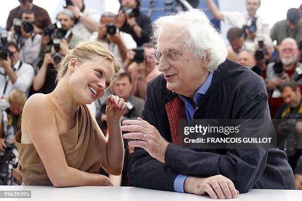 French actress Melanie Thierry and French director Bertrand Tavernier pose during the photocall of "La Princesse de Montpensier" presented in...