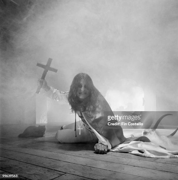 British singer-songwriter Ozzy Osbourne during a photoshoot for the 'Blizzard of Ozz' album cover, June 1980.