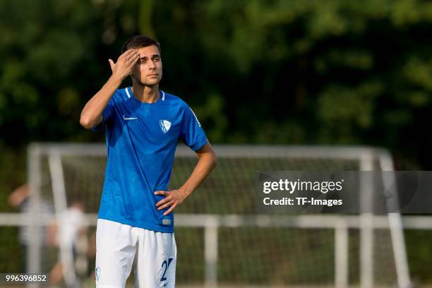 Milos Pantovic of Bochum gestures during the Friendly match between FC Bruenninghausen and VfL Bochum on July 4, 2018 in Bochum, Germany.