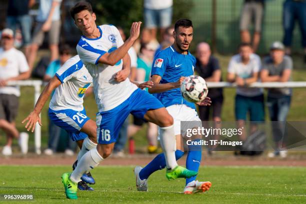 Baris Ekincier of Bochum battle for the ball during the Friendly match between FC Bruenninghausen and VfL Bochum on July 4, 2018 in Bochum, Germany.