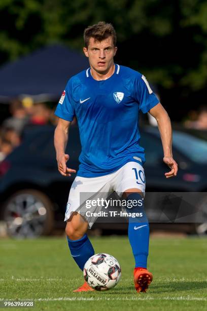 Thomas Eisfeld of Bochum controls the ball during the Friendly match between FC Bruenninghausen and VfL Bochum on July 4, 2018 in Bochum, Germany.