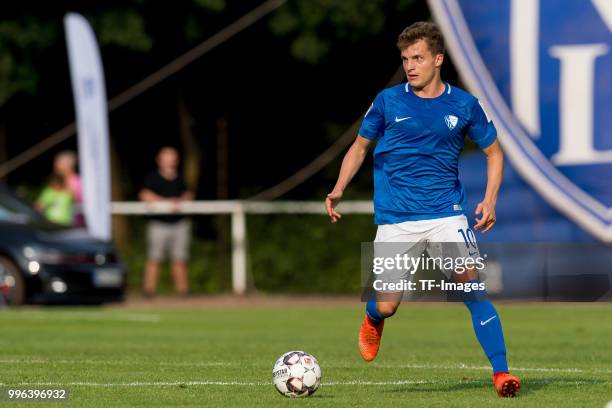 Thomas Eisfeld of Bochum controls the ball during the Friendly match between FC Bruenninghausen and VfL Bochum on July 4, 2018 in Bochum, Germany.