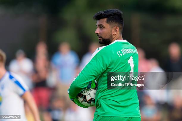 Goalkeeper Mo Acil of Bruenninghausen looks on during the Friendly match between FC Bruenninghausen and VfL Bochum on July 4, 2018 in Bochum, Germany.