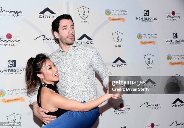 Television personalities Linda Pham and Drew Scott attend the 5th Anniversary gala for the Coach Woodson Invitational presented by MGM Resorts...