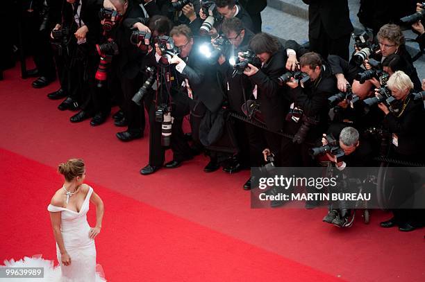 Spanish actress Elsa Pataky arrives for the screening of "You Will Meet a Tall Dark Stranger" presented out of competition at the 63rd Cannes Film...