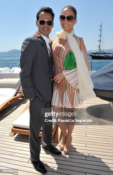 Marc Anthony and Jennifer Lopez attend a Business of Film Lunch With Grey Goose Vodka on "Odessa" boat on May 17, 2010 in Cannes, France.