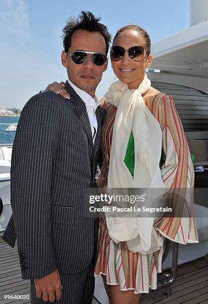 Marc Anthony and Jennifer Lopez attend a Business of Film Lunch With Grey Goose Vodka on "Odessa" boat on May 17, 2010 in Cannes, France.