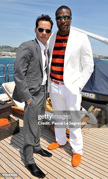 Marc Anthony and Chris Tucker attend the business of film Lunch on "Odessa" boat on May 17, 2010 in Cannes, France.