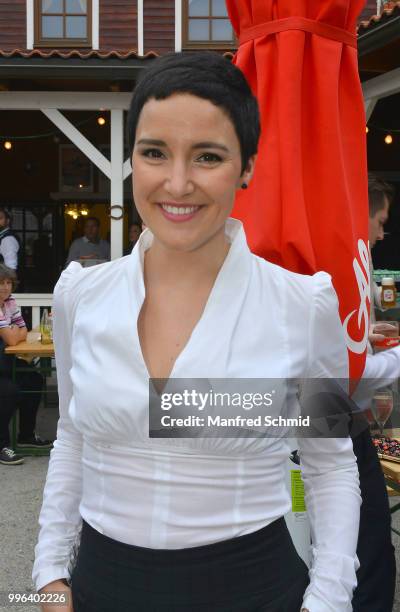 Ina Regen poses during the premiere of the musical premiere '3 Musketiere - Das Musical' at the quarry Winzendorf on July 6, 2018 in Winzendorf,...