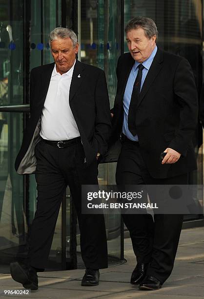 Joint general secretary's of the Unite union, Derek Simpson and Tony Woodley arrive at the Acas building in London, on May 17, 2010. Britain's...