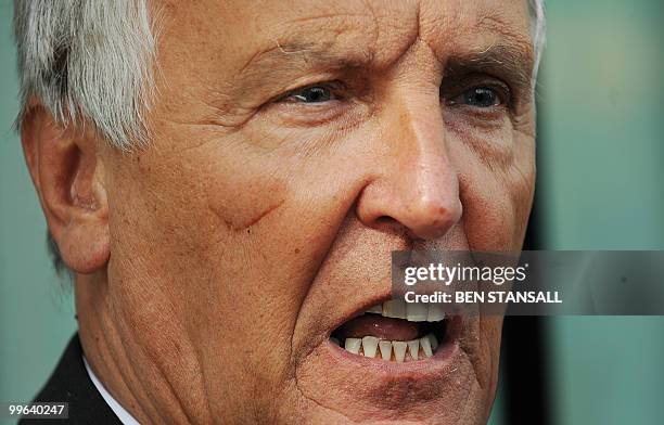 Joint general secretary of the Unite union,Tony Woodley address the media as he arrives at the Acas building in London, on May 17, 2010. Britain's...
