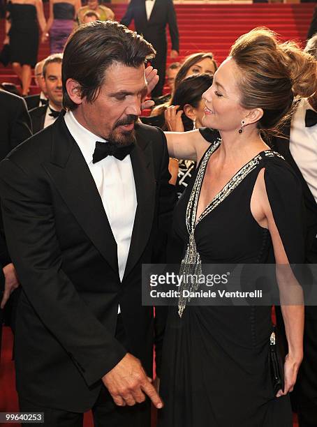 Actors Josh Brolin and Diane Lane depart the Premiere of 'Wall Street: Money Never Sleeps' held at the Palais des Festivals during the 63rd Annual...
