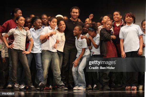 Actor Corbin Bleu and students attend the 5th annual Broadway Junior Student Share at the Majestic Theatre on May 17, 2010 in New York City.