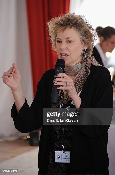 Elizabeth Guider, the Editor of the Hollywood Reporter speaks at the "Producers On The Move" Luncheon at the The VIP Room during the 63rd Annual...