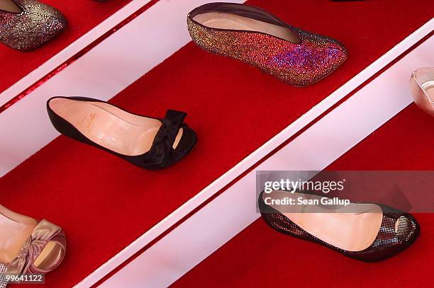 Close up of shoes designed by Christian Louboutin at 'Le Carrosse Noir And The Loubi's Angels' presented by Christian Louboutin at Palm Beach Casino...