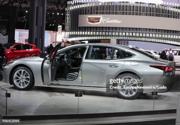 Cadillac automobile on display at the 2017 New York International Auto Show at Jacob K Javits Convention Center, New York City, New York, April 12,...