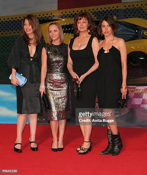 The actresses Jana Pallaske, Christina Ricci, Susan Sarandon and Cosma Shiva Hagen attend the European premiere of 'Speed Racer' at the Sony Center...