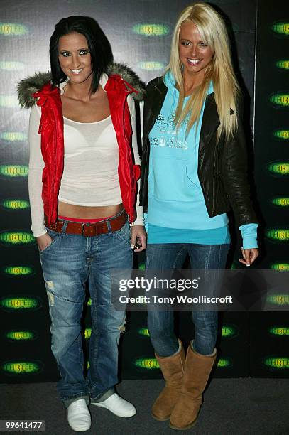 Rhian Sugden and guest attend the launch party for new ride - THI3TEEN at Alton Towers on March 19, 2010 in Alton, England.