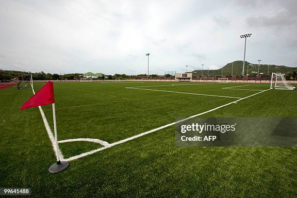 Picture taken on May 13, 2010 shows the stadium of Saint-Jean on Saint-Barthelemy island, French west indies Guadeloupe department. The only stadium...