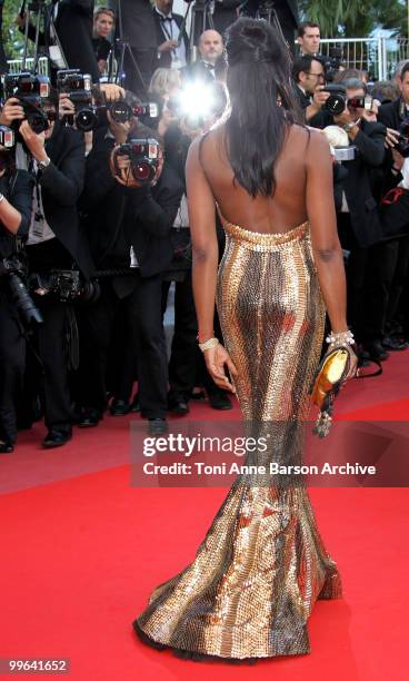 Model Naomi Campbell attends the premiere of 'Biutiful' held at the Palais des Festivals during the 63rd Annual International Cannes Film Festival on...