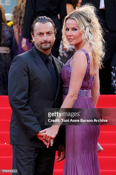 Former tennis player Henri Leconte and wife Florentine Leconte attend the premiere of 'Biutiful' held at the Palais des Festivals during the 63rd...