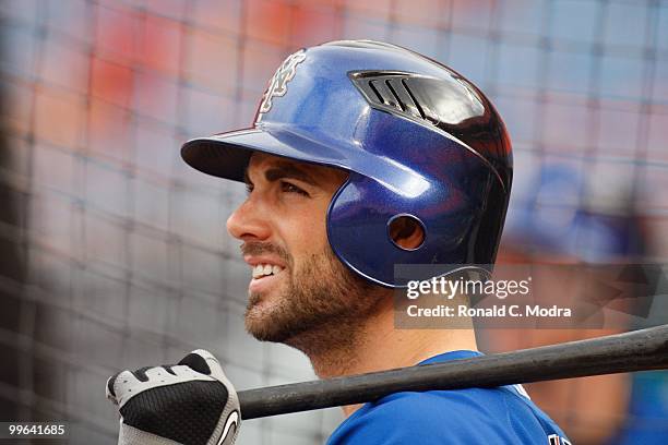David Wright of the New York Mets during batting practice before a MLB game against the Florida Marlins in Sun Life Stadium on May 14, 2010 in Miami,...