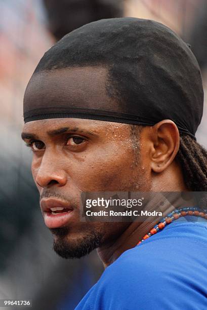 Jose Reyes of the New York Mets during batting practice before a MLB game against the Florida Marlins in Sun Life Stadium on May 14, 2010 in Miami,...