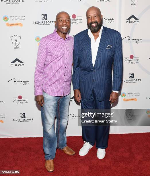 Sports broadcaster and former NBA player Greg Anthony and former NBA player and coach Mike Woodson attend the 5th Anniversary gala for the Coach...