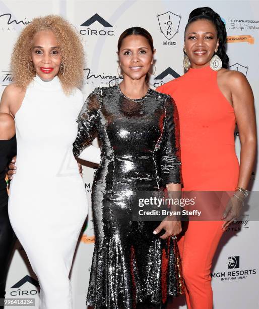 Terri Woodson, Dorys Erving and Joy Johnson attend the 5th Anniversary gala for the Coach Woodson Invitational presented by MGM Resorts International...